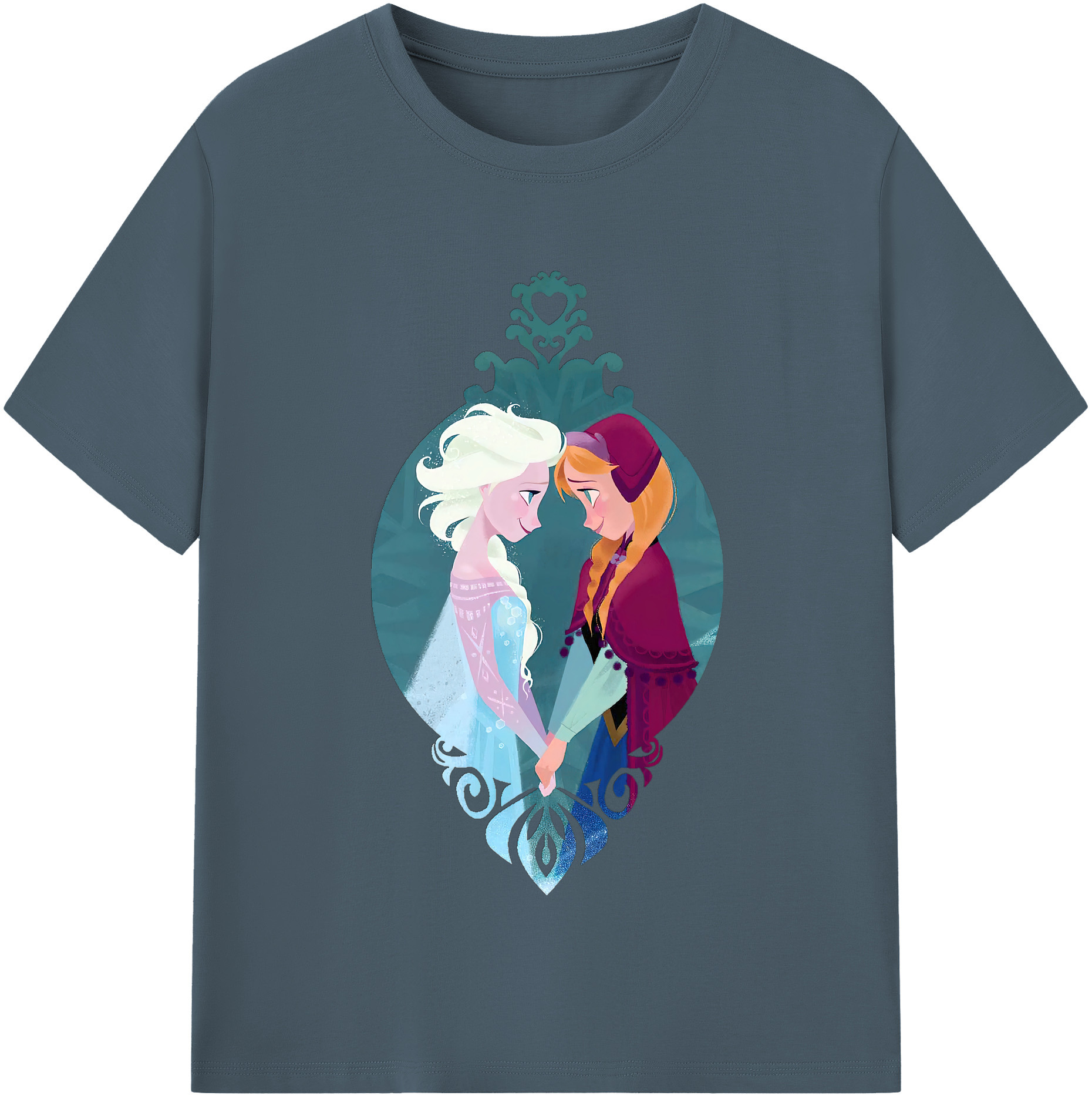 （画像用） アナと雪の女王 アンナ エルサ Frozen Anna Elsa 綿100％半袖Tシャツ（フロントプリント）